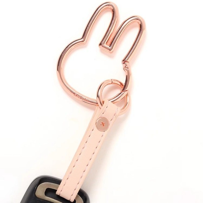 Car Accessories Xmas - Miffy Schlüsselanhänger, Kawaii-Cartoon-Kaninchenkopf-Schlüsselanhänger für Taschen, Autotelefon,