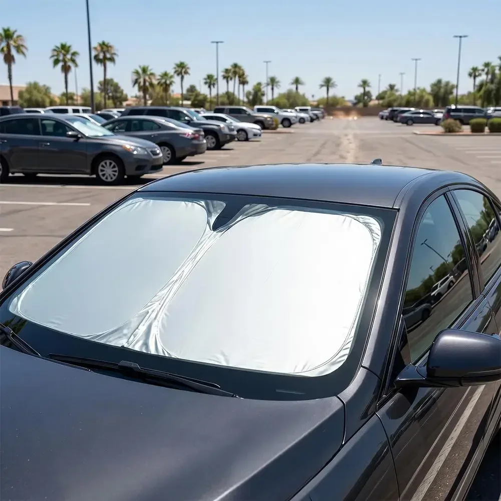 Windshield Sun Shade - Auto-Sonnenschutz für die Frontscheibe, Titan-Silber, Verdickte