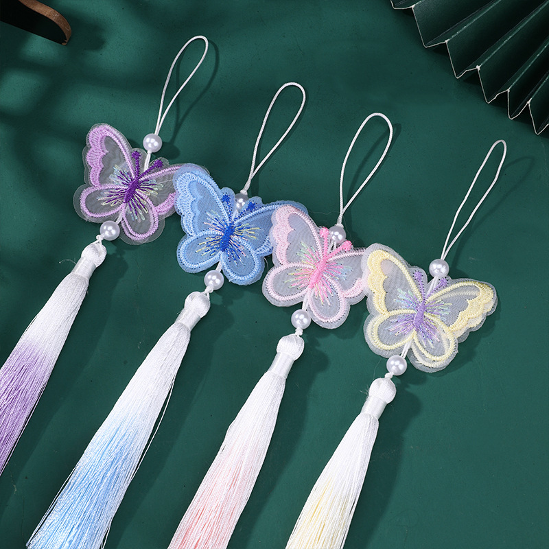 Car Accessories Xmas - Perlenstickerei Schmetterlings-Quaste, Kreatives chinesisches Hanfu-Kleidungs-Accessoire, handgefertigte